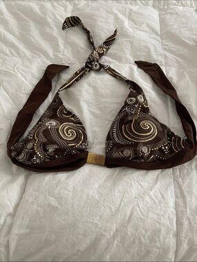 Faded Glory Brown Swirl Halter Bikini Top